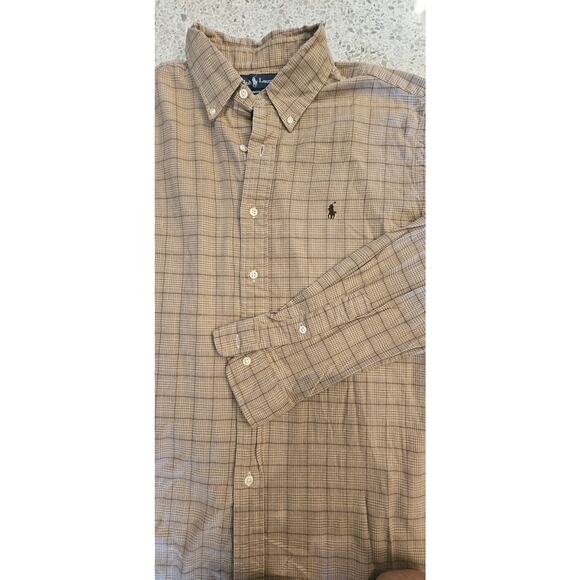 Ralph Lauren men’s‎ button down Flannel shirt Classic fit size XLARGE Tan Brown - Picture 3 of 9